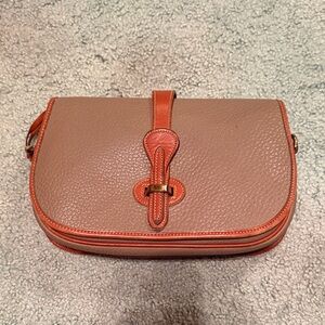 Dooney & Burke Elegant Brown and Grey Tan Leather Cross Body Bag
